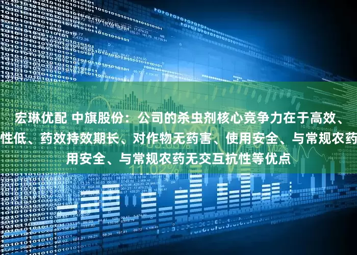 宏琳优配 中旗股份：公司的杀虫剂核心竞争力在于高效、广谱、用量少、毒性低、药效持效期长、对作物无药害、使用安全、与常规农药无交互抗性等优点